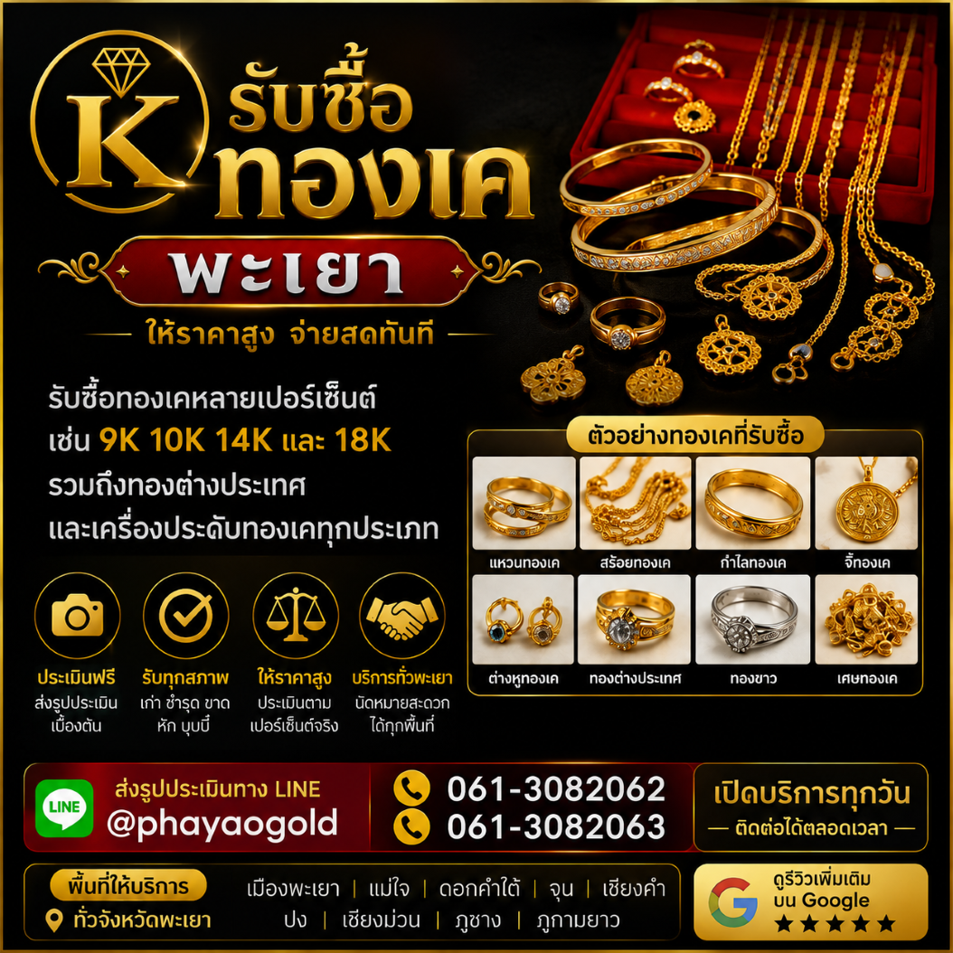 ติดต่อร้านรับซื้อทองเคพะเยา